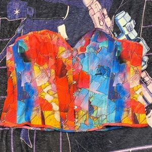 Vibrant Abstract Strapless Crop Top